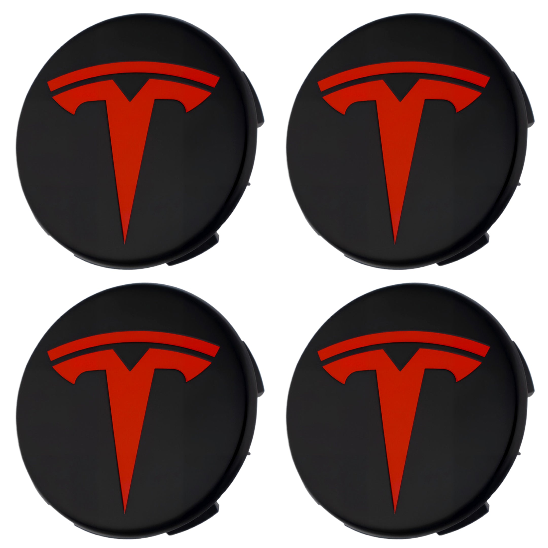 Tesla Hub Caps | Black Red