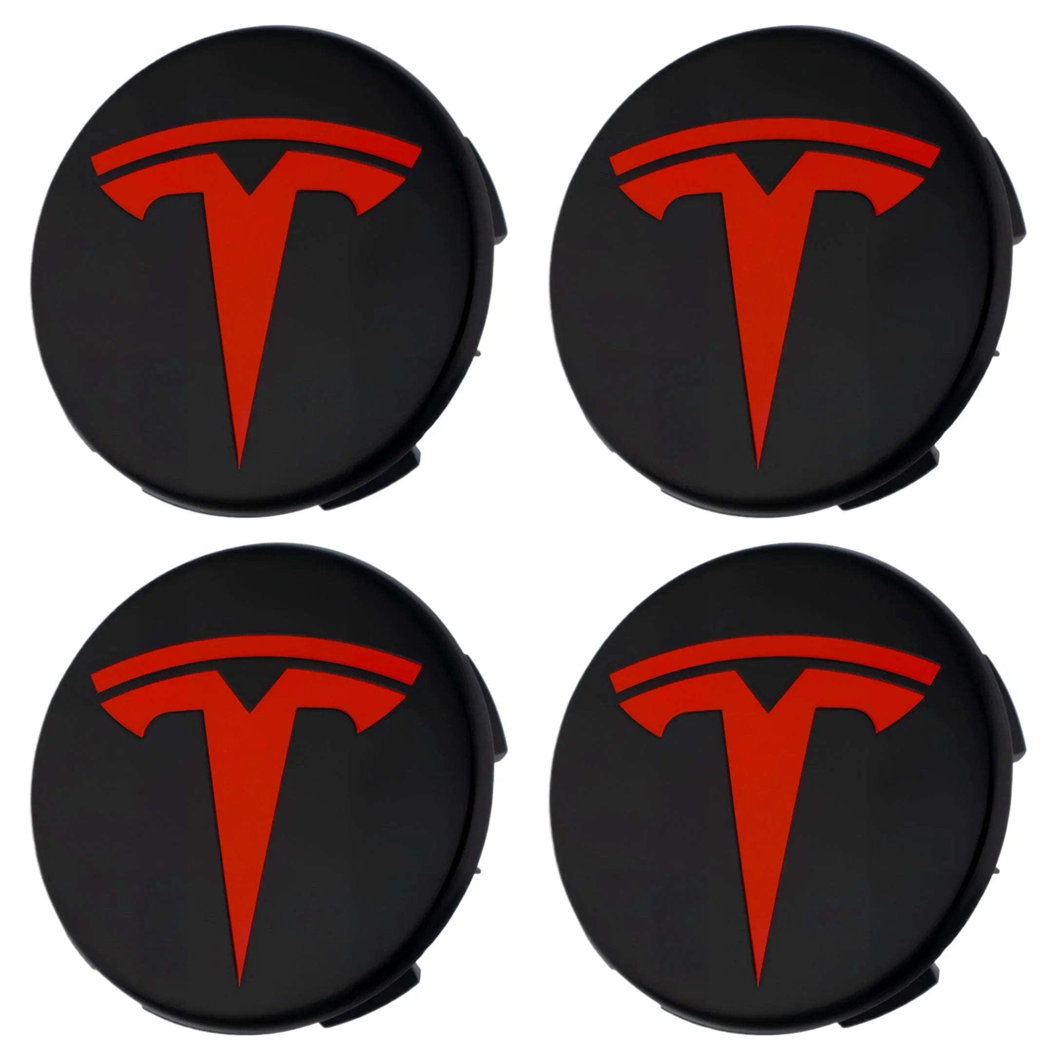Tesla Hub Caps | Black Red