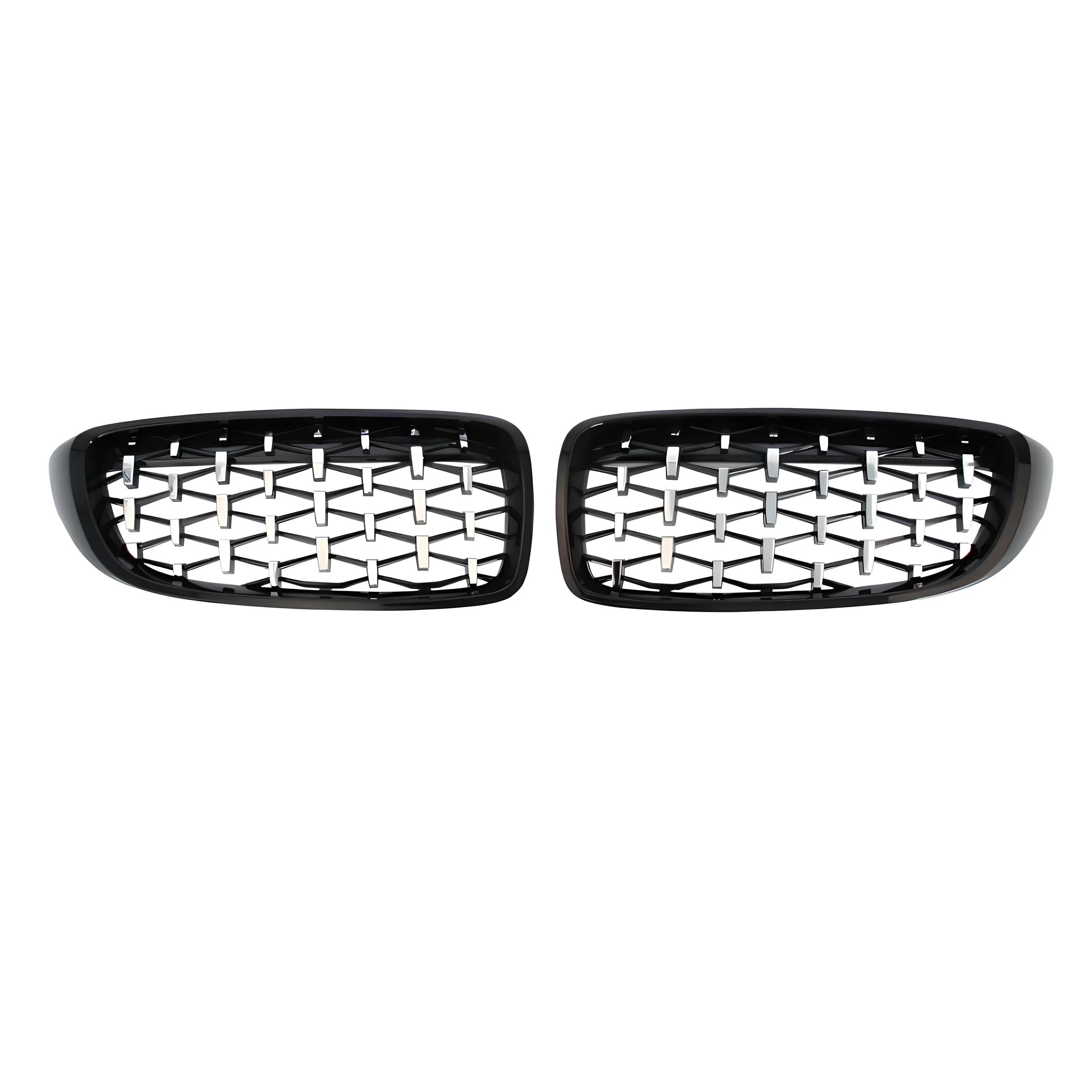 Car Front Grille – Black with Chrome Accents – Compatible with BMW – Front Exterior
