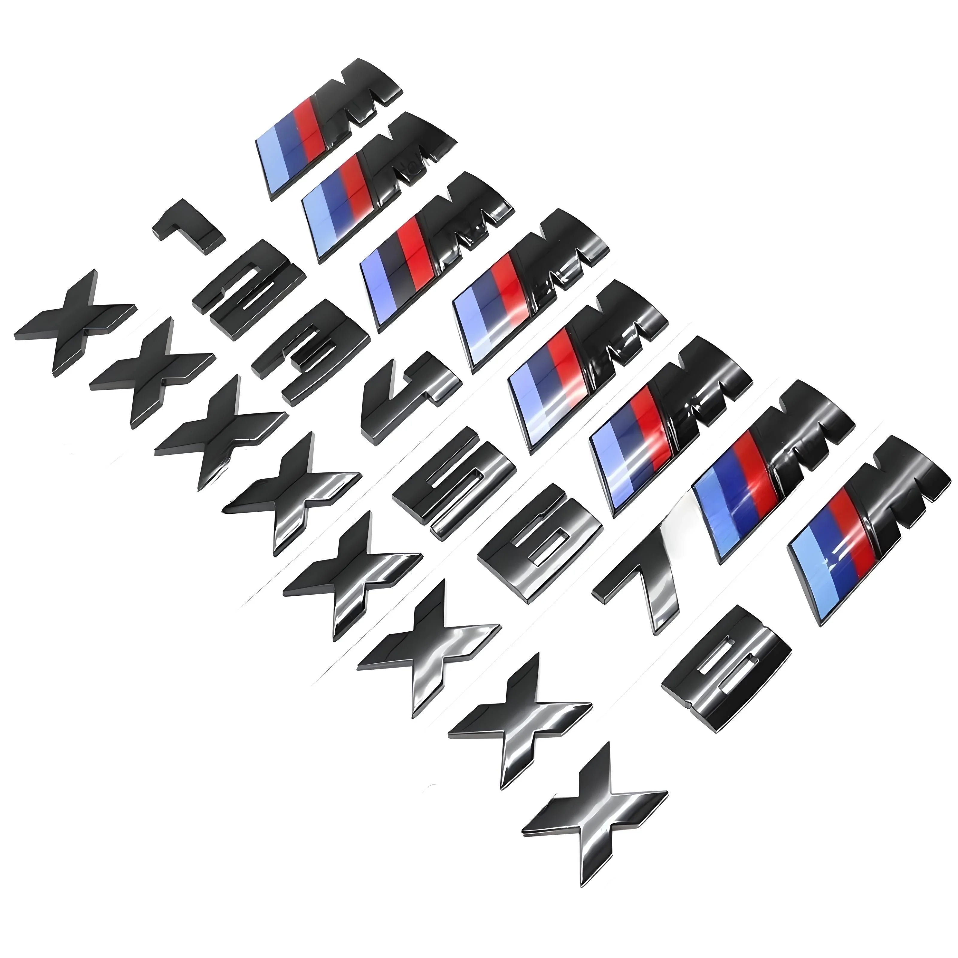 BMW M Emblem Badge Set – Gloss Black with M Colors – Compatible with BMW Series – Exterior