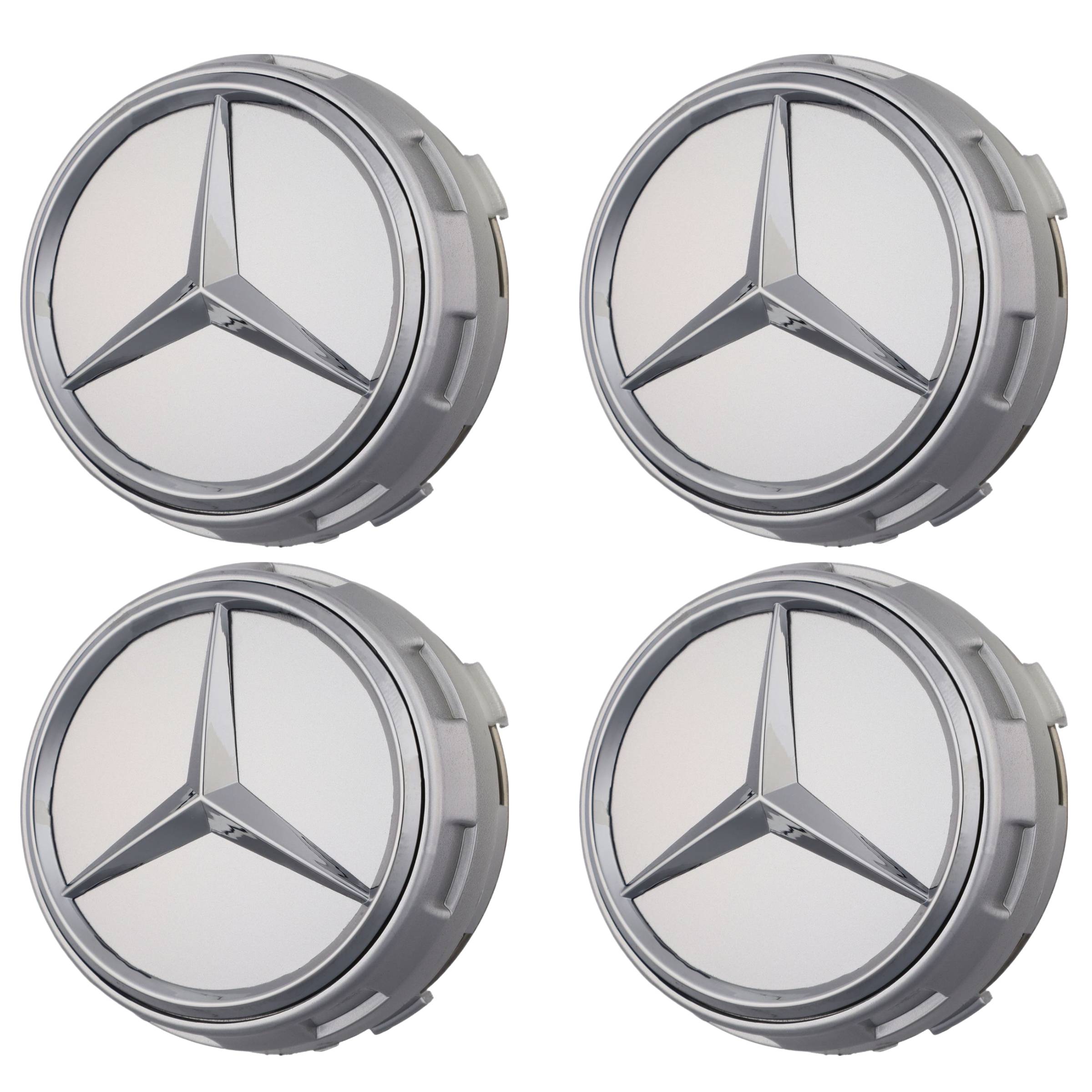 Mercedes Elevated Hub Caps | Platinum Silver