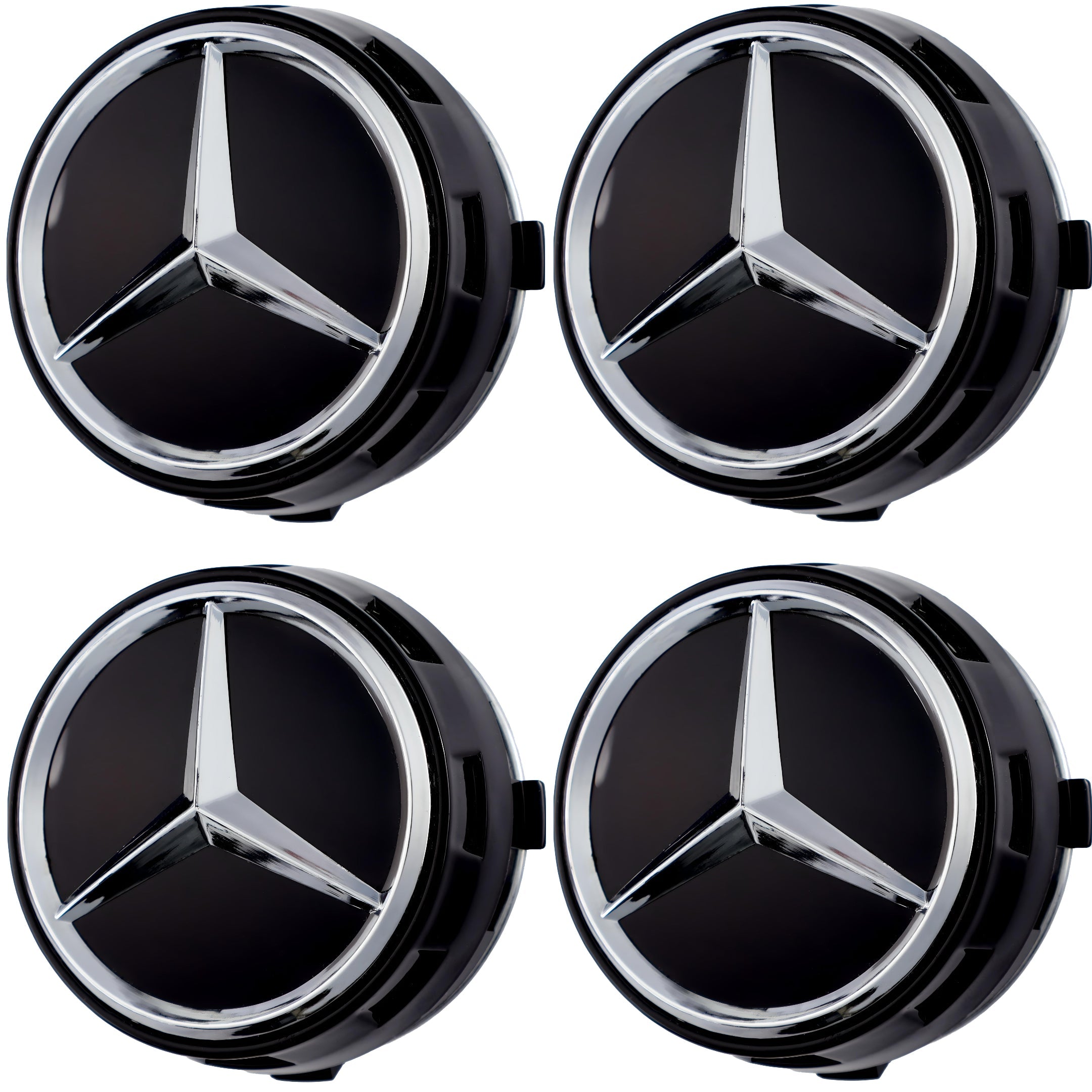 Mercedes Elevated Hub Caps | Gloss Black