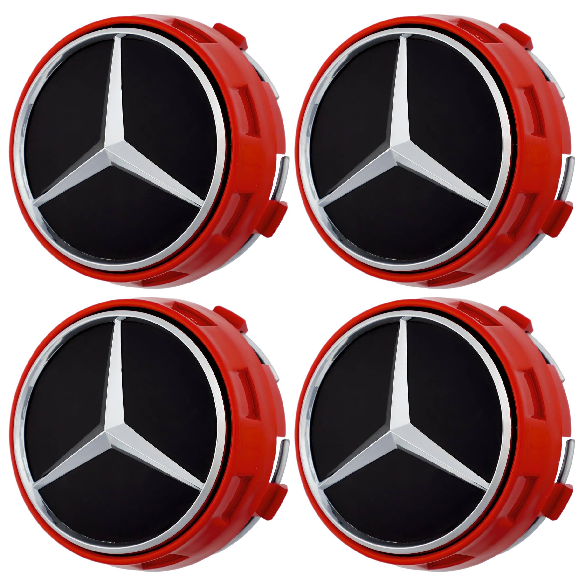 Mercedes Elevated Hub Caps | Gloss Red