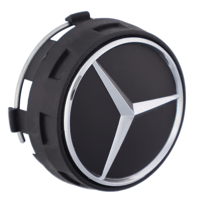 Mercedes-Benz Star Emblem Center Cap – Black/Silver – Compatible with Mercedes Exterior