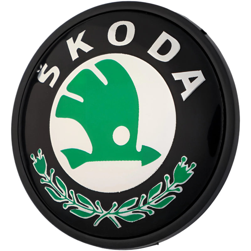 ŠKODA emblem – Green/White – Compatible with ŠKODA Front Exterior